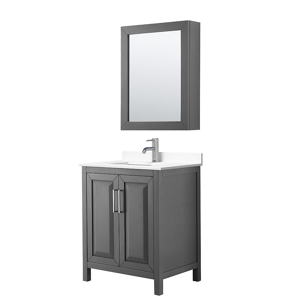 Wyndham Collection Daria 30 inch Dark Gray Single Vanity, White