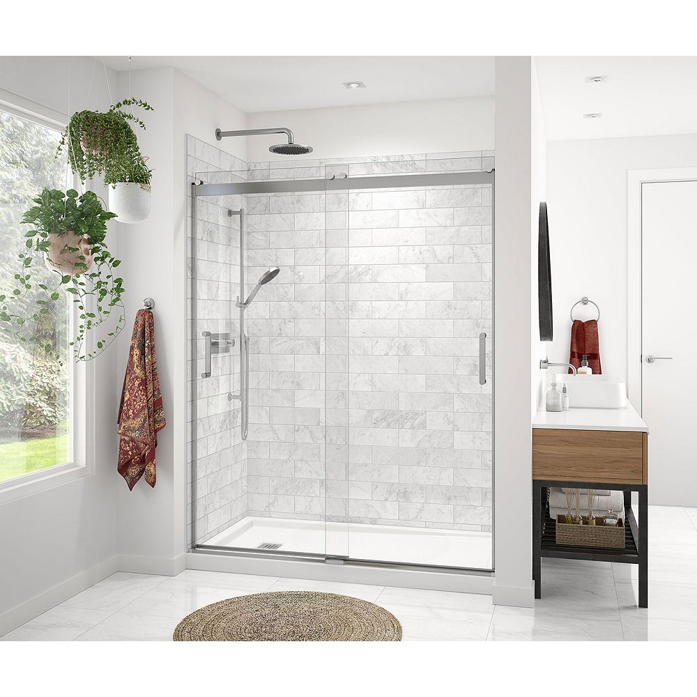 MAAX Revelation Round 56 59W x 70.5H Frameless ByPass Shower Door in Chrome with 8mm Cle