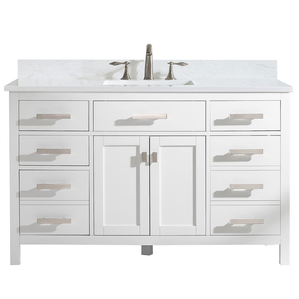 Design Element Valentino 54 Inch W X 22 D Vanity In White With Carrara Marble Top The Home Depot Canada Design Element Valentino 54 Inch W X 22, Design Element Vanity Canada