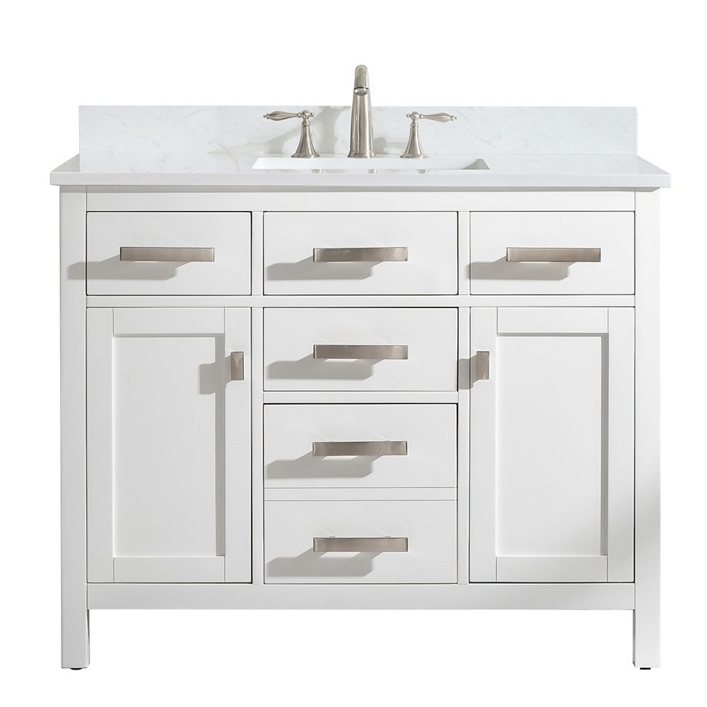 Design Element Valentino 42 Inch W X 22 D Vanity In White With Carrara Marble Top The Home Depot Canada Design Element Valentino 42 Inch W X 22, Design Element Vanity Canada