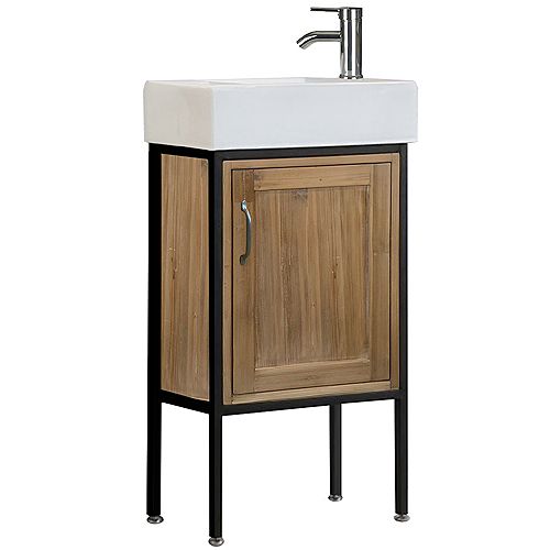 Bristol 18.5 inch W x 10 inch D Vanity in Walnut with Porcelain Top in White