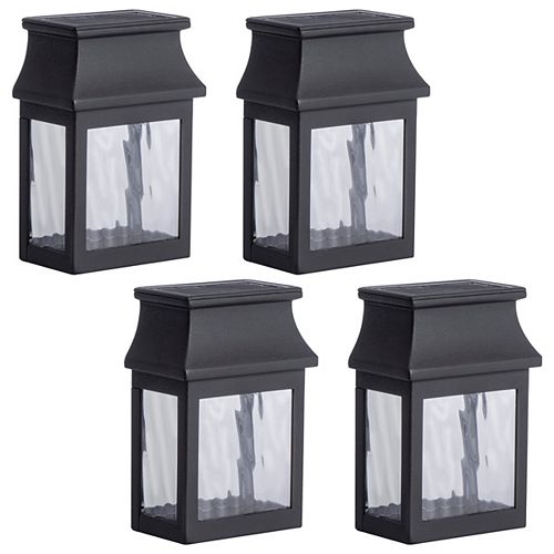 Transitional Style Solar Powered Black Post Light (4-Pack)