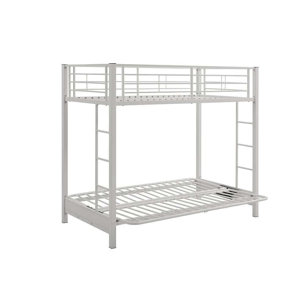 Welwick Designs Premium Metal Twin Over, Twin Over Futon Bunk Bed White