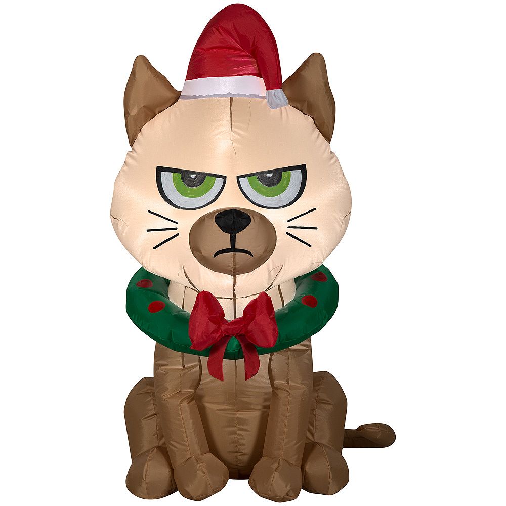 Home Accents Holiday Lighted 3 5 Ft Inflatable Unhappy Christmas Kitty The Home Depot Canada