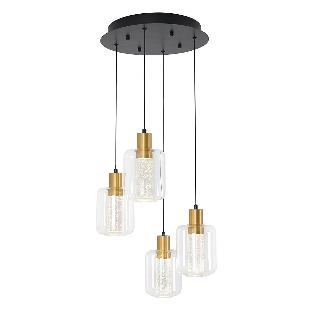 Artika Champagne Globe Spiral 4 Light Gold Led Integrated Pendant The Home Depot Canada