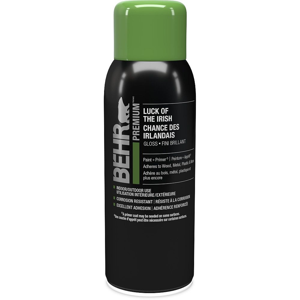 Behr interior exterior aerosol spray paint and primer luck of the 
