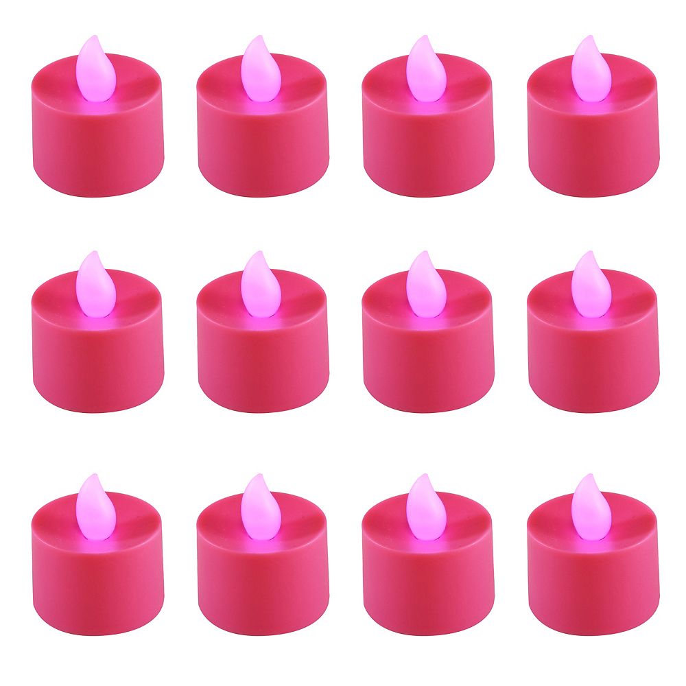 LumaBase Battery Operated Tea Light Candles Pink (12 count) The