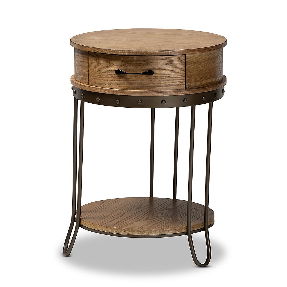 Baxton Studio Kellyn End Table In Oak Brown And Black The Home Depot Canada