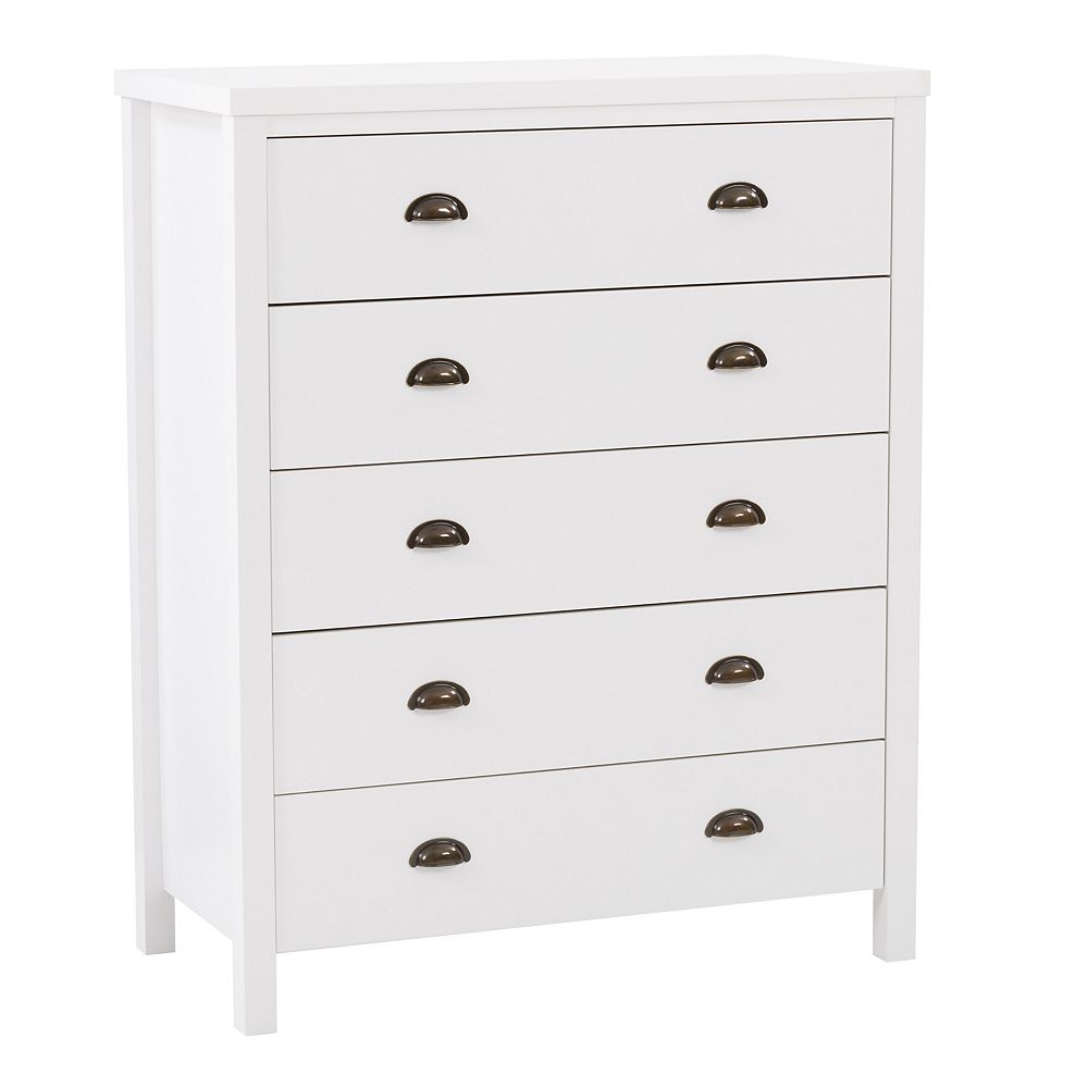 Corliving Boston 5 Drawer Dresser In White The Home Depot Canada