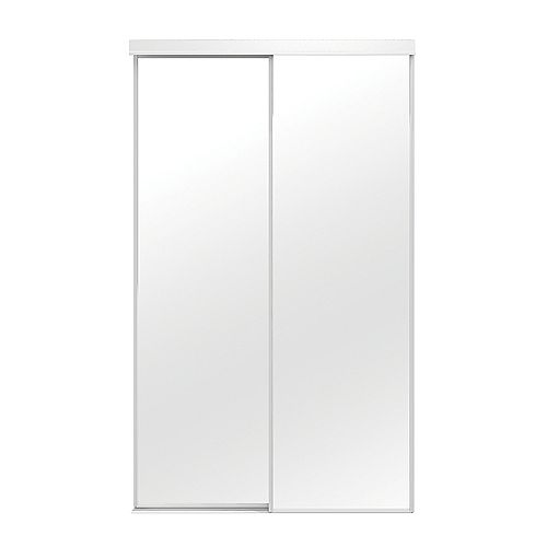 Econo 72 in. x 80.5 in. White Metal Frame Mirror Sliding Closet Door