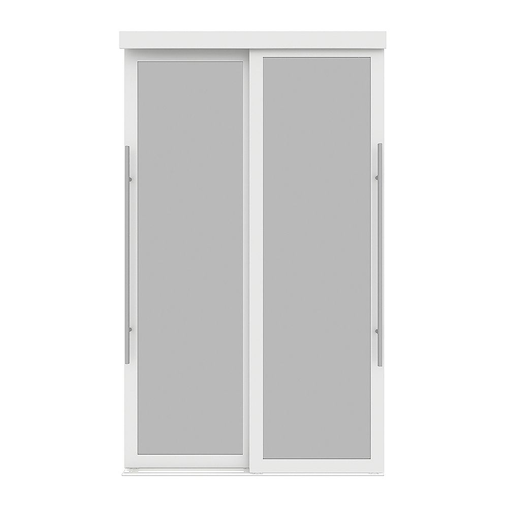 Indoor Studio Lounge 72 in. X 80.5 in. White MDF Frame Frosted Mirror Sliding Closet Door The