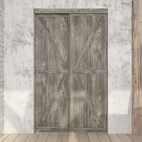 Countryside 48 in. x 80.5 in. MDF Antique Panel Sliding Closet Door