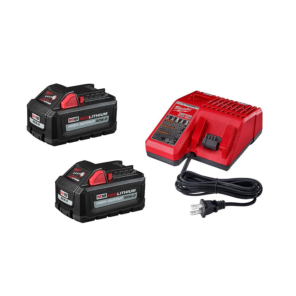 Milwaukee Tool M18 18V LithiumIon High Output Starter Kit with (2) 6.0 Ah Battery Packs a