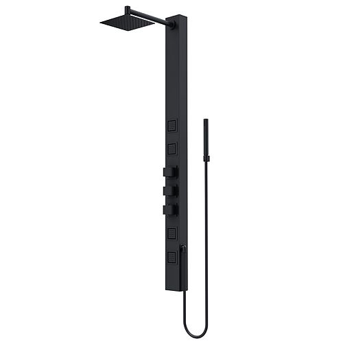 Sutton 58 in. x 4 in. 4-Jet High Pressure Shower Panel System with Square Fixed Rainhead in Matte Black