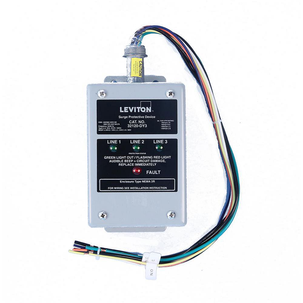 Leviton 1 8 Volt 3 Phase Wye Or Delta Surge Panel In Grey The Home Depot Canada
