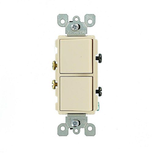 Leviton 20 Amp Decora Combination Two Single Pole Rocker Switches, Light Almond