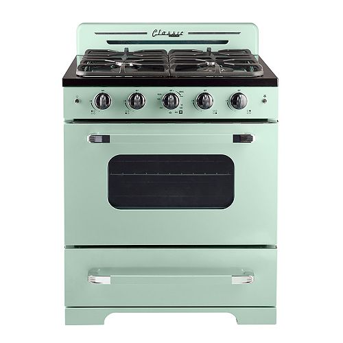 Unique Classic Retro 30" 3.9 cu. ft. Gas Range with Convection Oven in Summer Mint Green