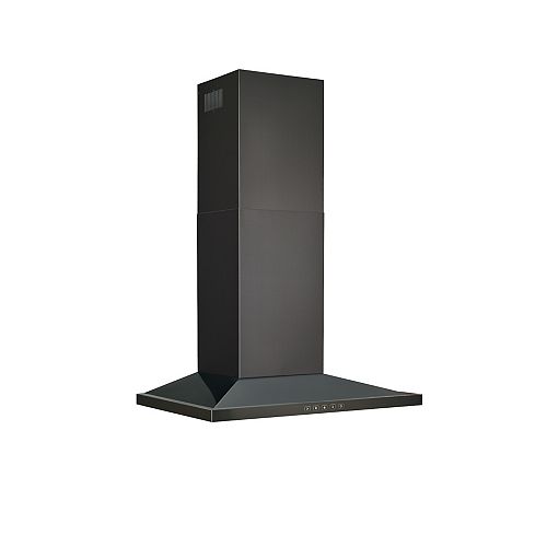 30-inch Wall Mount Low  Pyramid Chimney Range Hood 450 CFM in Black Stainless Steel, Optional Ductless Kit (Separate)