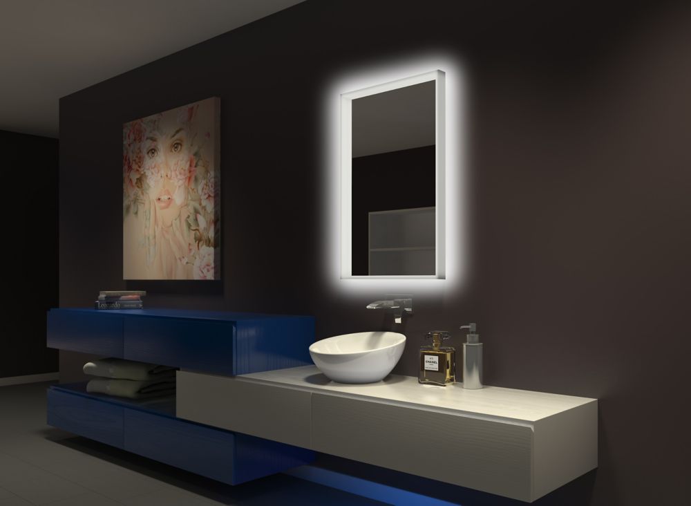 Paris Mirror Acrylic Illuminated Mirror 24 x 36 3000K The Home Depot