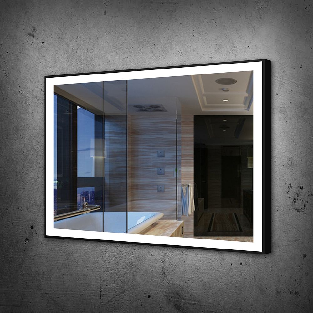 Paris Mirror Chic LED Illuminated Mirror with Black Frame 48 x 35 3000K The Home Depot Canada