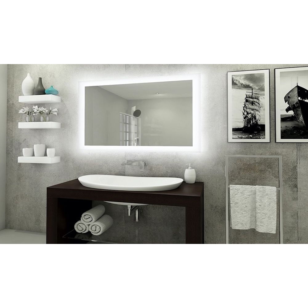 Suite Mirror Serenity Backlit LED Mirror w/Extended Frosted Edges 48x36