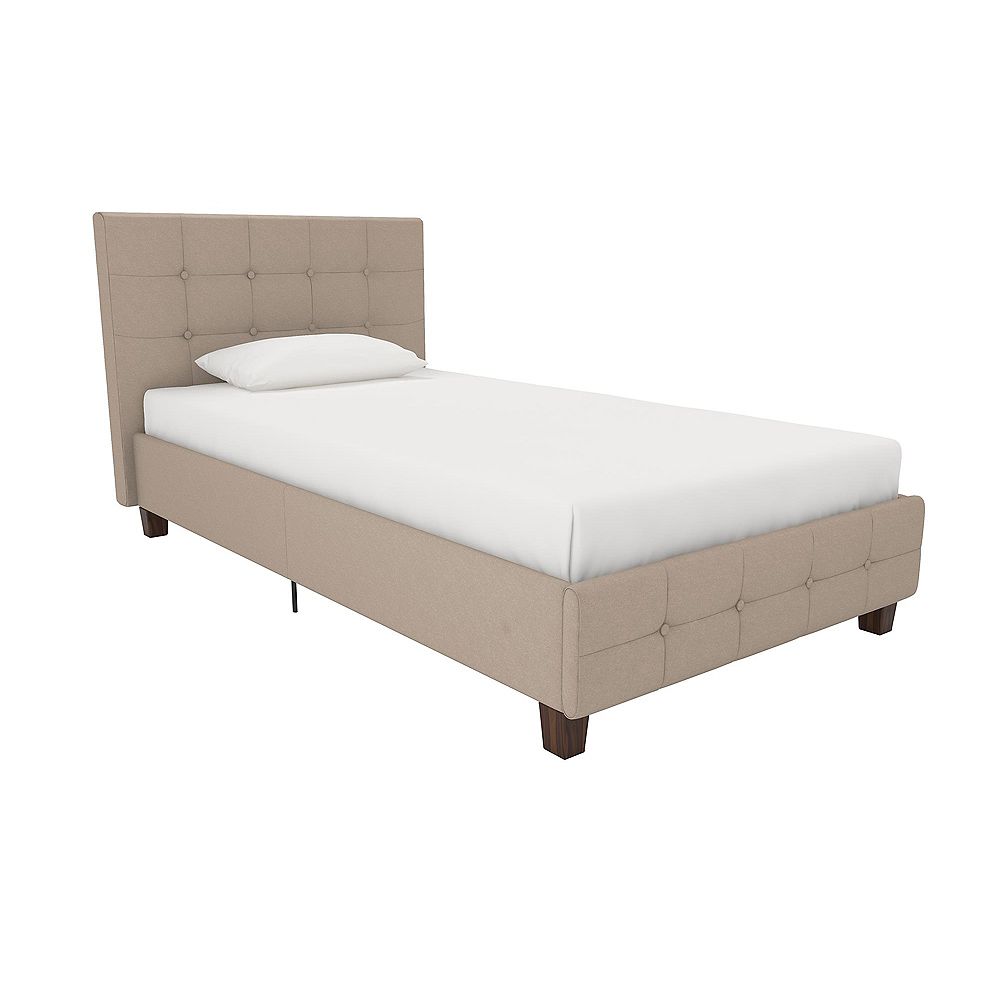 Dorel Rose Twin Upholstered Bed in Tan The Home Depot Canada