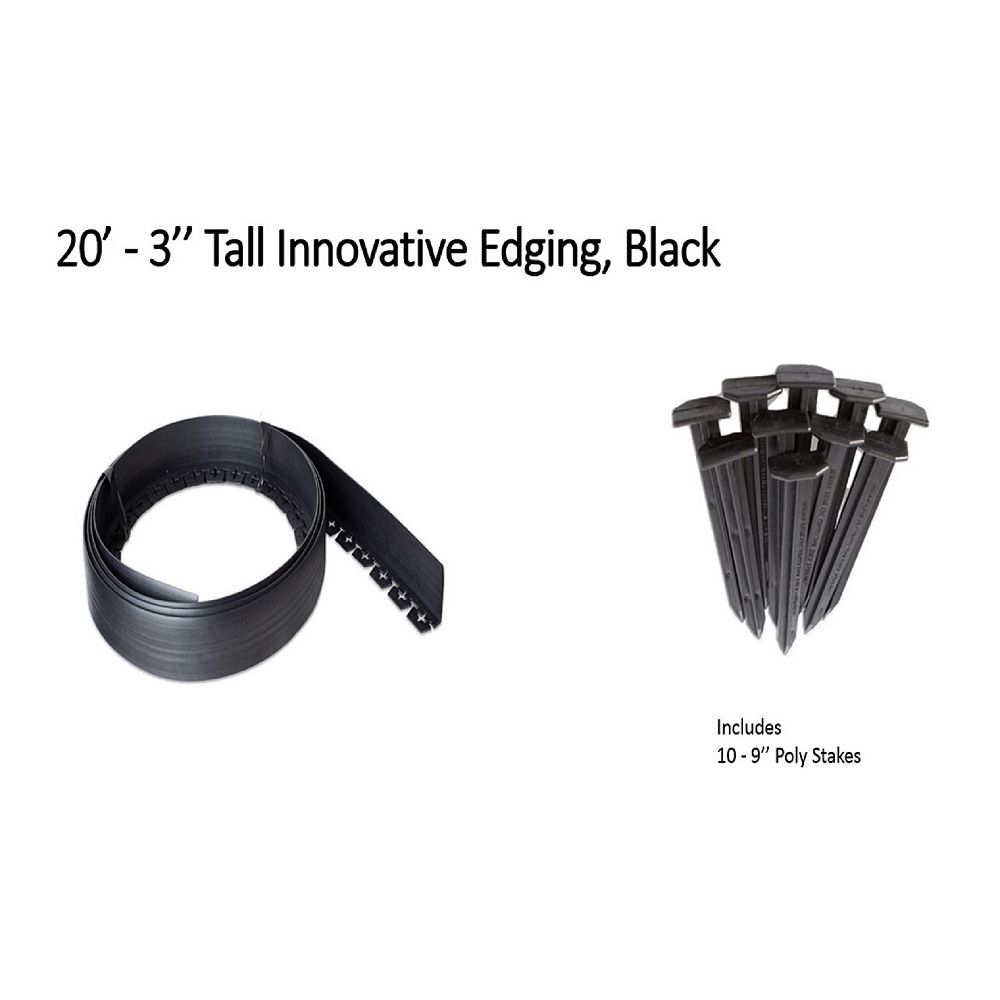 Valley View Industries 20 No Dig 3" Tall Edging Black with 10 9" Poly
