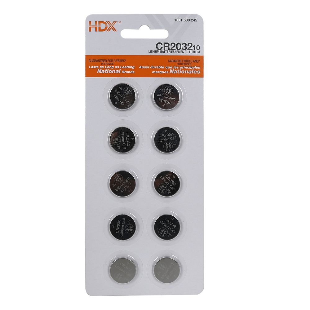 HDX Lithium CR2032 Battery (10Pack) The Home Depot Canada