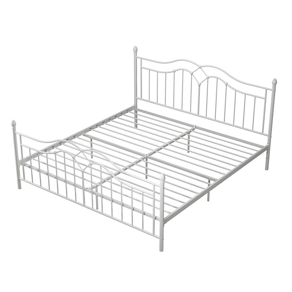 Dorel Tokyo King Metal Bed in White | The Home Depot Canada