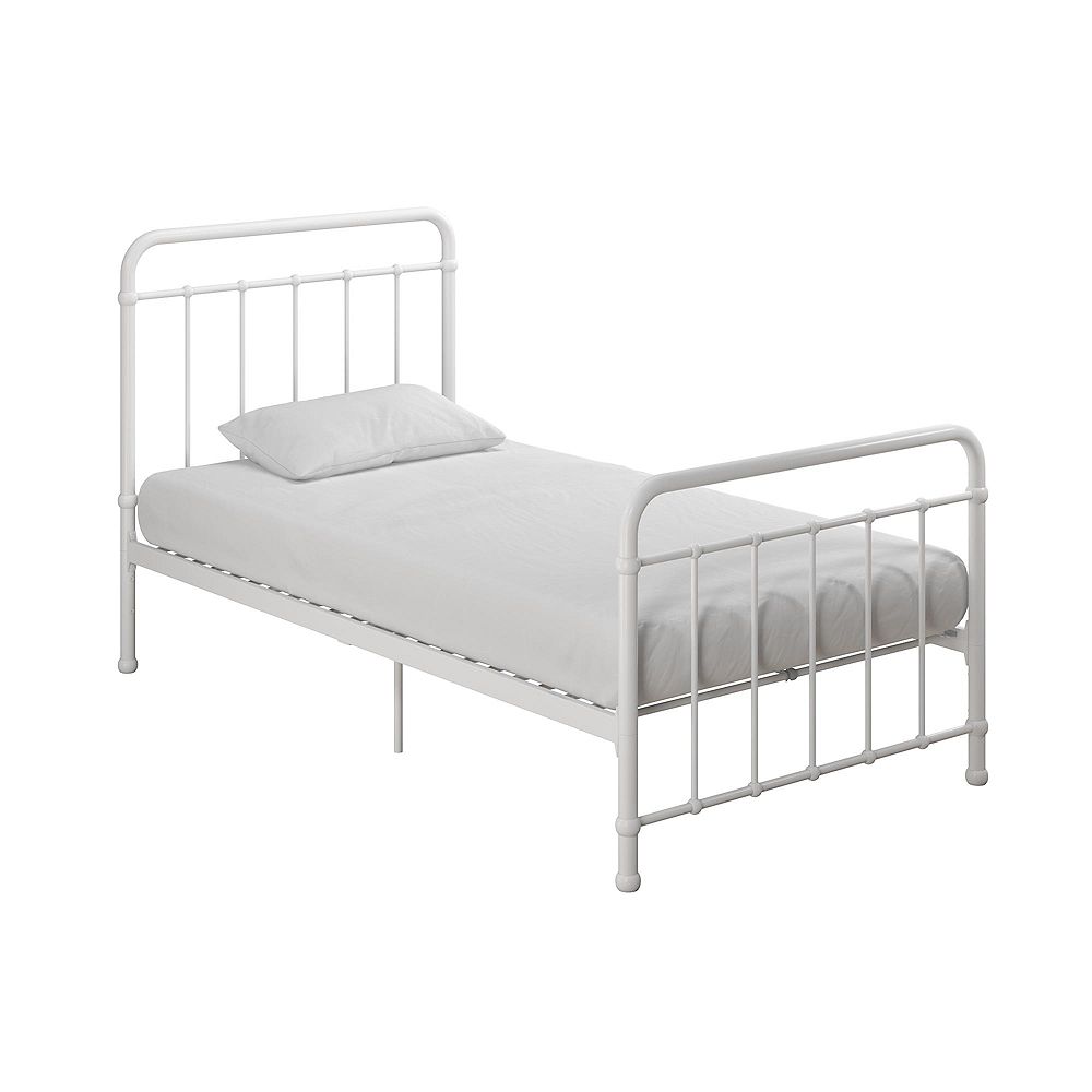 Dorel Kelsey Twin Metal Bed in White The Home Depot Canada