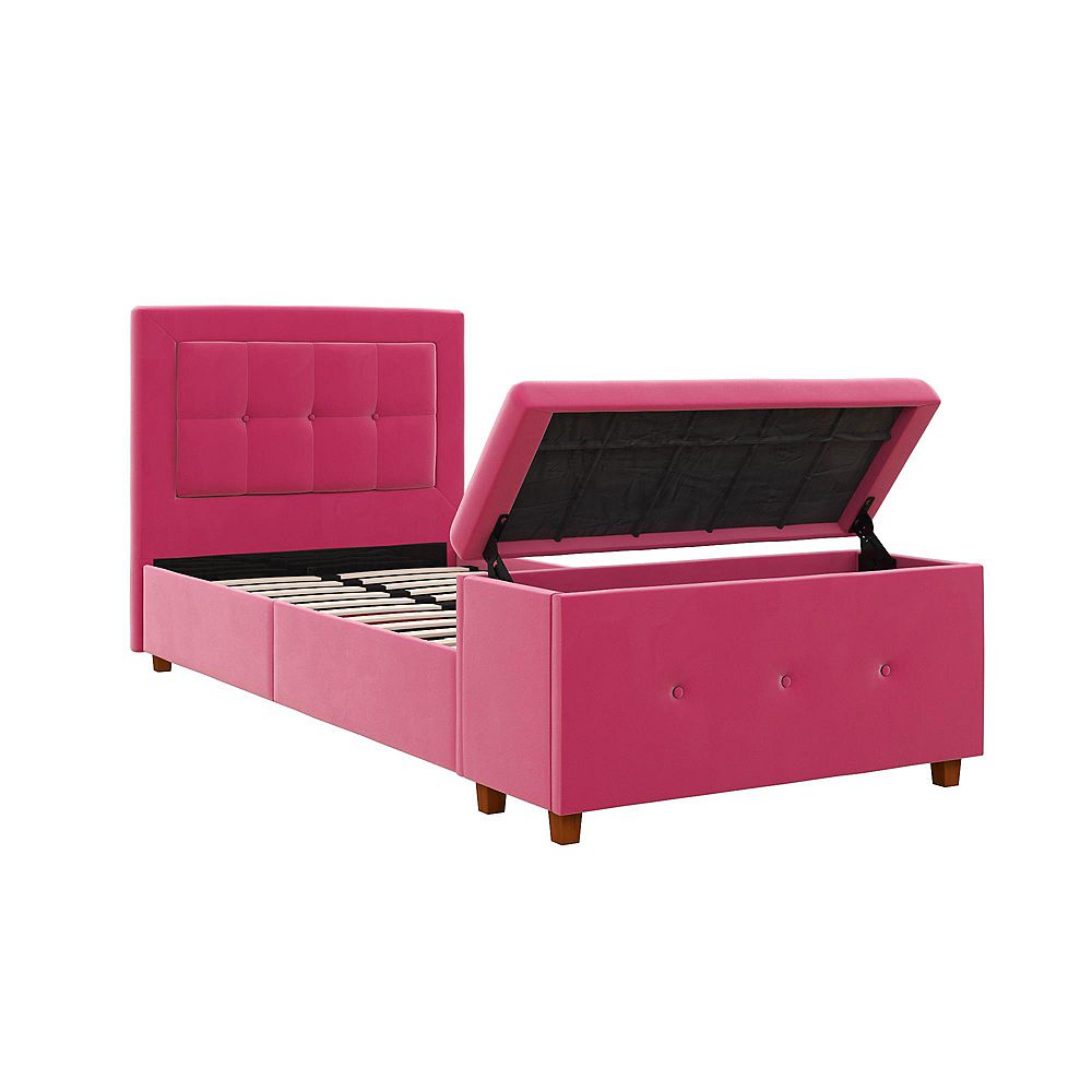 Dorel Drew Twin Upholstered Bed with Storage Chest in Pink The Home