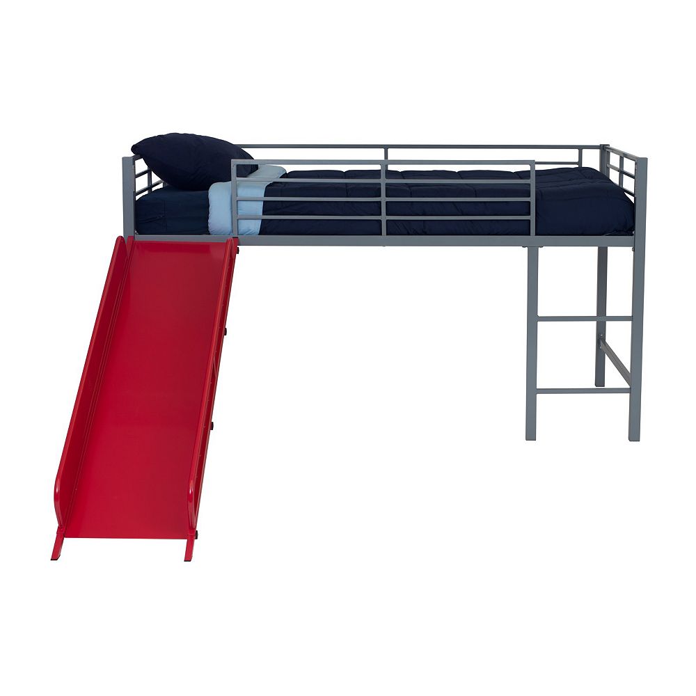 Dorel Twin Junior Loft with Slide in Silver The Home Depot Canada