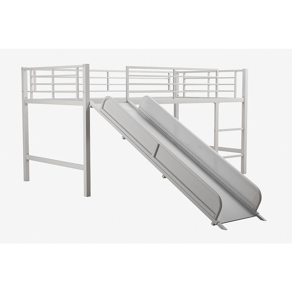 Dorel Twin Junior Loft with Slide in White | The Home Depot Canada