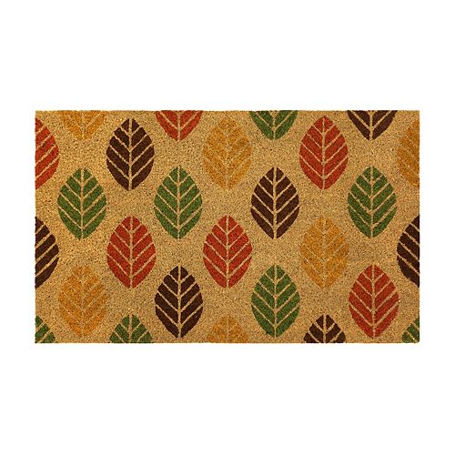 Geometric Leaves Black 18-inch x 30-inch Coir Home Decorators Door Mat