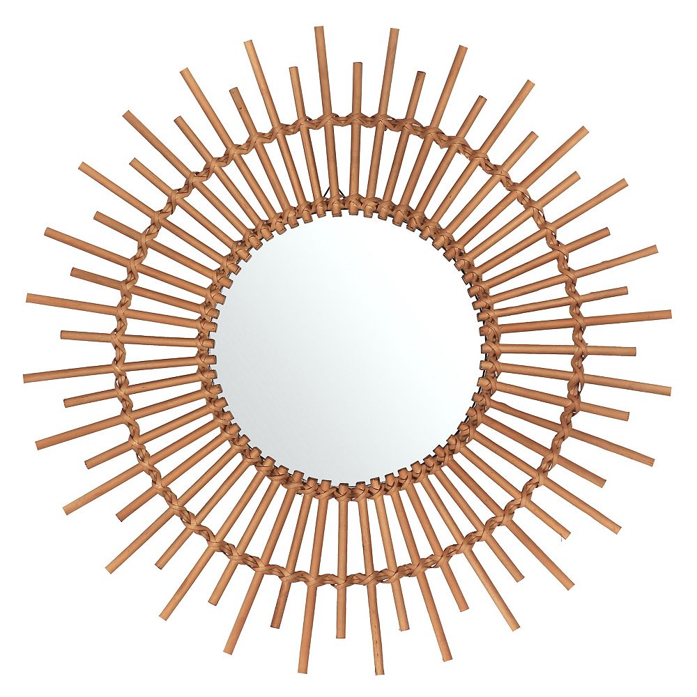 Art Maison Canada Dia 28 Tulum Hand Made Rattan Frame Round Wall Mirror Beige Decorative The Home Depot Round Wall Mirror Beige Decorative, Round Decorative Mirror