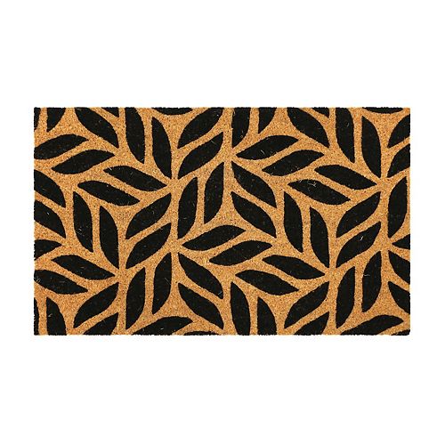 Black Leaves 18-inch x 30-inch Coir Door Mat