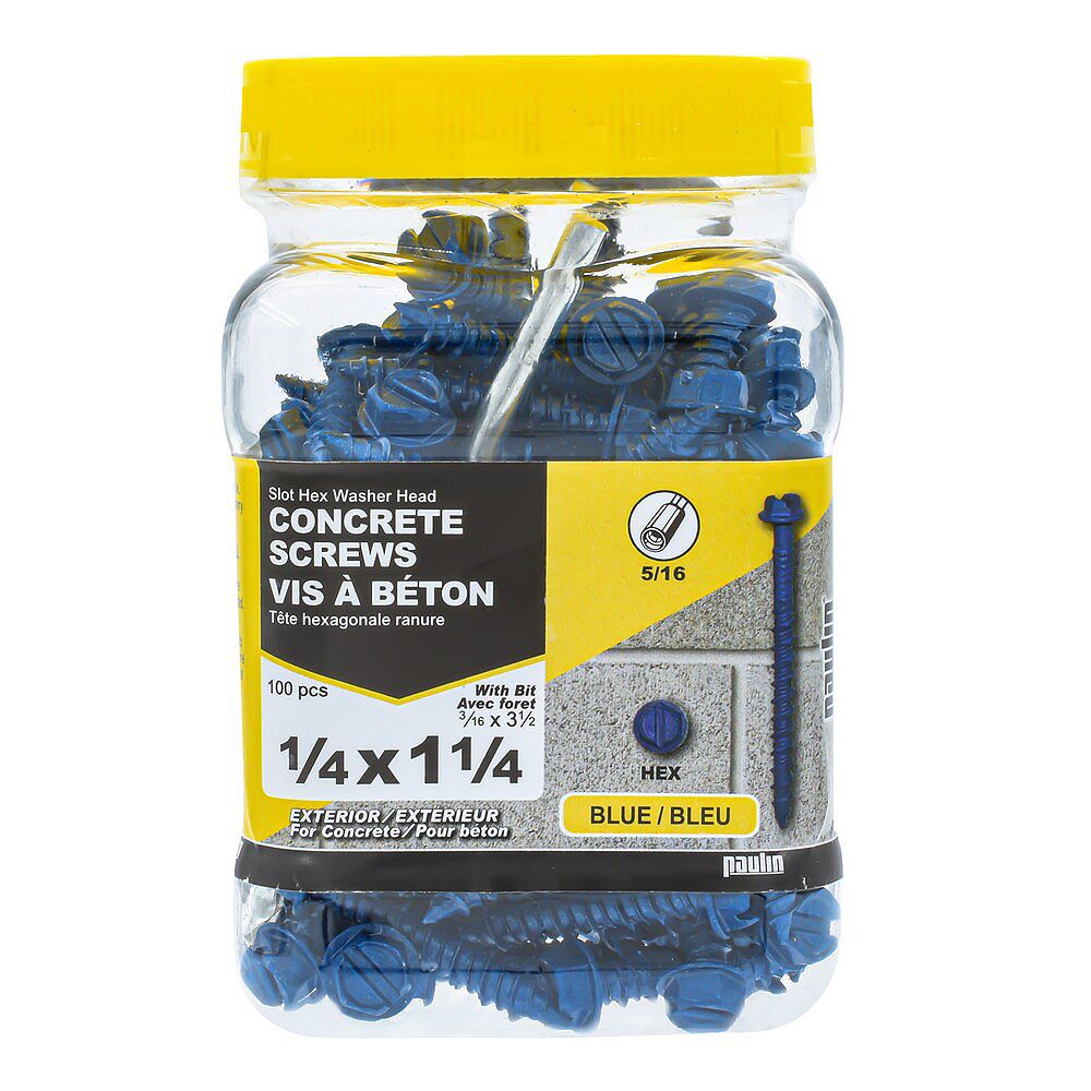 Paulin 1/4X1 1/4 SLOT HWH CONCRETE SCREW WBIT (100 pcs) The Home Depot Canada