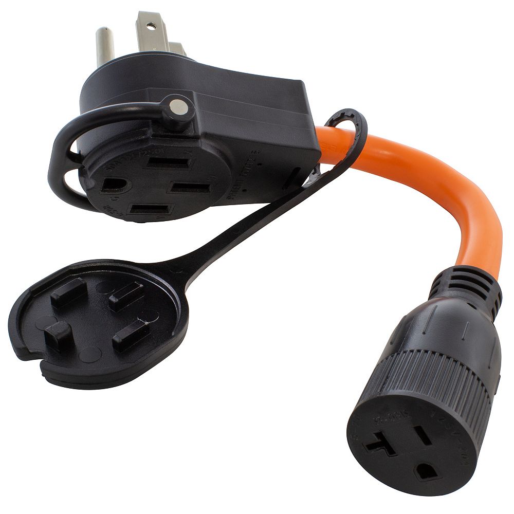 AC WORKS® 1FT 50 Amp 1450 PiggyBack Plug to Household 15/20 Amp