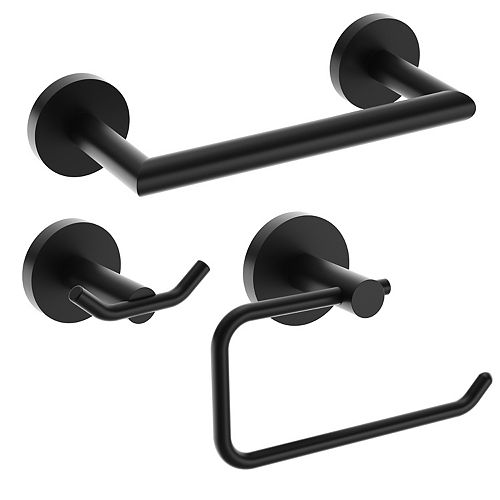 Metry 3 piece bath hardware kit in Matte Black