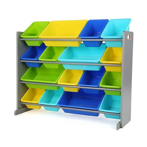 Kids Storage Toy Bins Organizers, Muscle Rack Book Toy Storage Organizer With 6 Plastic Bins