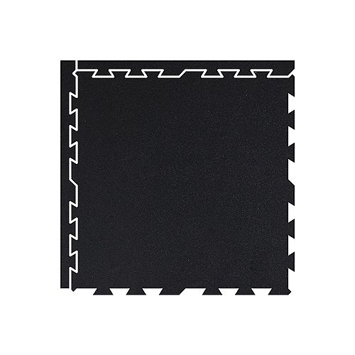 2 ft. x 2 ft. Rubber Interlocking Single Tile in Black (10mm or 3/8-inch thickness)