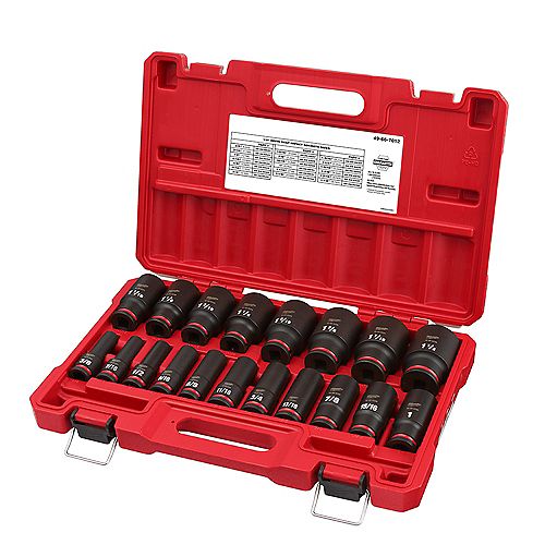 SHOCKWAVE 1/2 -inch Drive SAE 6 Point Impact Socket Set (19-Piece)