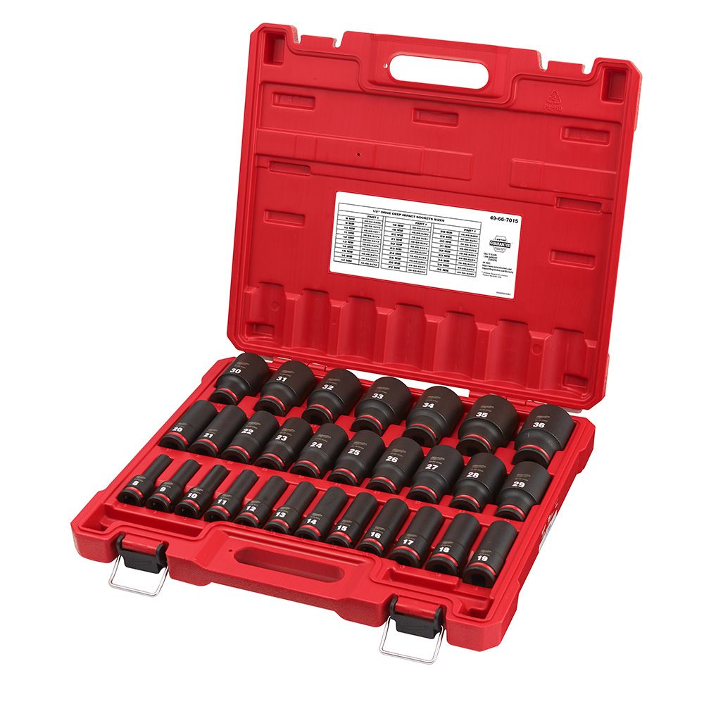 11-Piece 1/2" Drive Metric Impact Socket Set - 6 Point Universal Sockets 13-23mm
