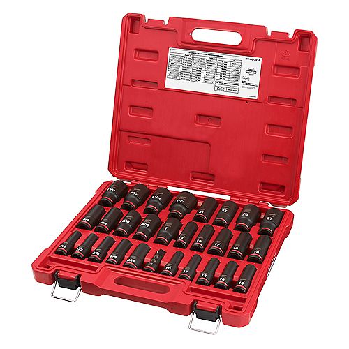 SHOCKWAVE 1/2 -inch Drive SAE and Metric 6 Point Impact Socket Set (29-Piece)