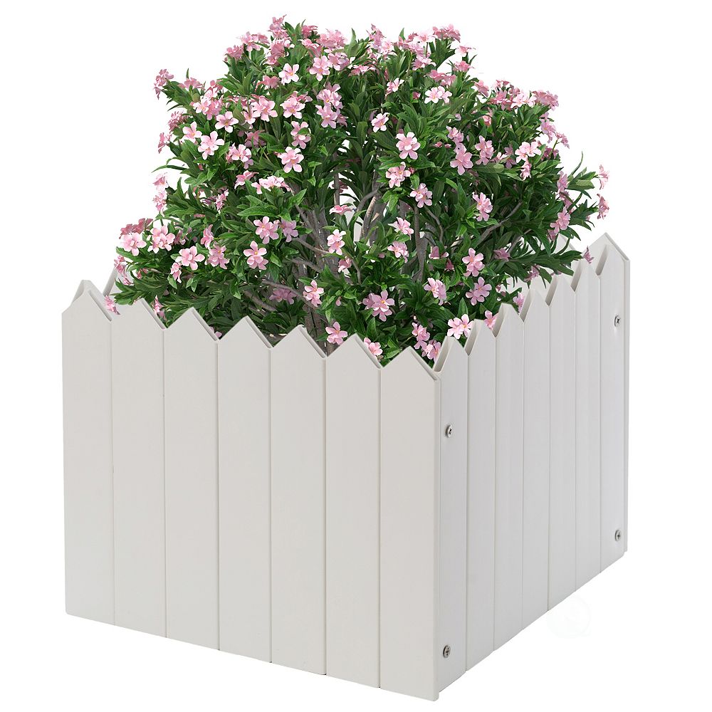 Gardenised Square Traditional Fence Design Vinyl Planter Box The Home Depot Canada