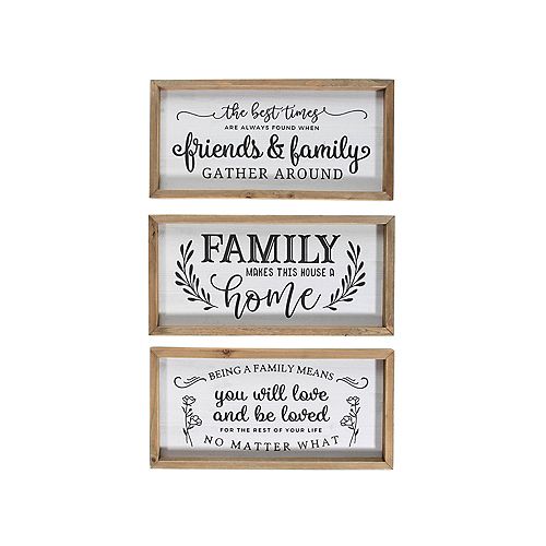 Framed Inspirational Wood Plaque (Family) (Asstd) - Set of 3