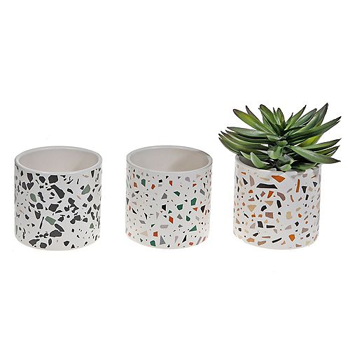 Ceramic Round Planters (Terrazzo) (6/Disp) - Set of 6