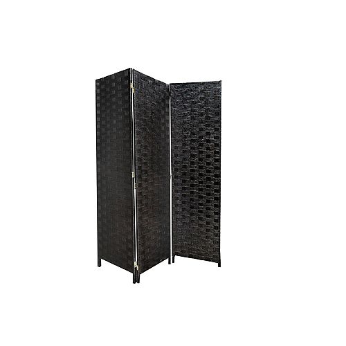 3 Panel Woven Bamboo Screen (Black)