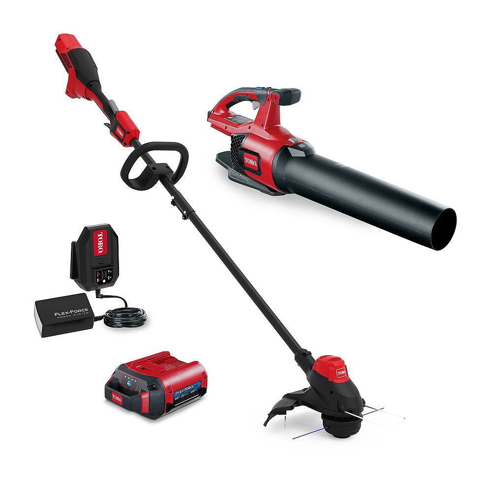 Toro 60V Max Cordless String Trimmer & Leaf Blower Combo Kit, 2.0 Ah LithiumIon Battery/C