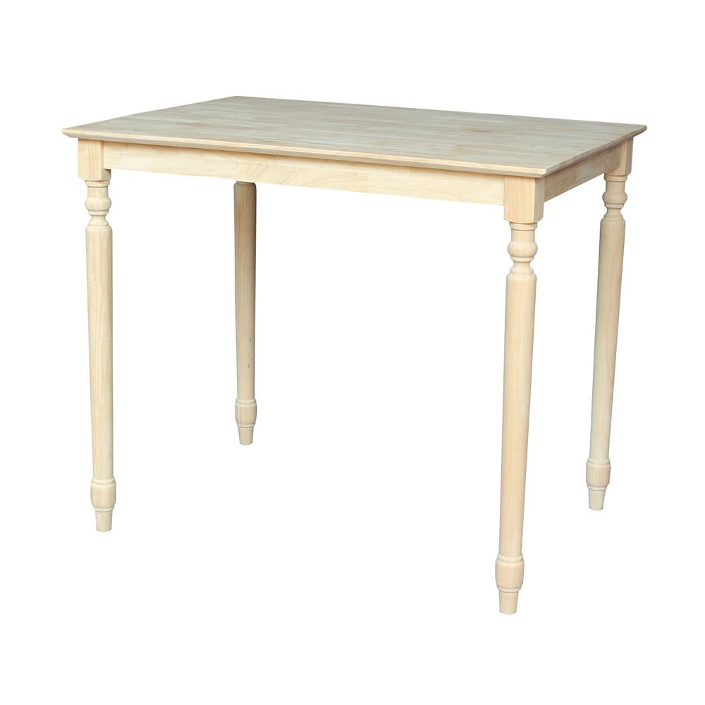 International Concepts Unfinished 36 Counter Height Solid Wood Top Table Turned Legs The Home Depot Canada